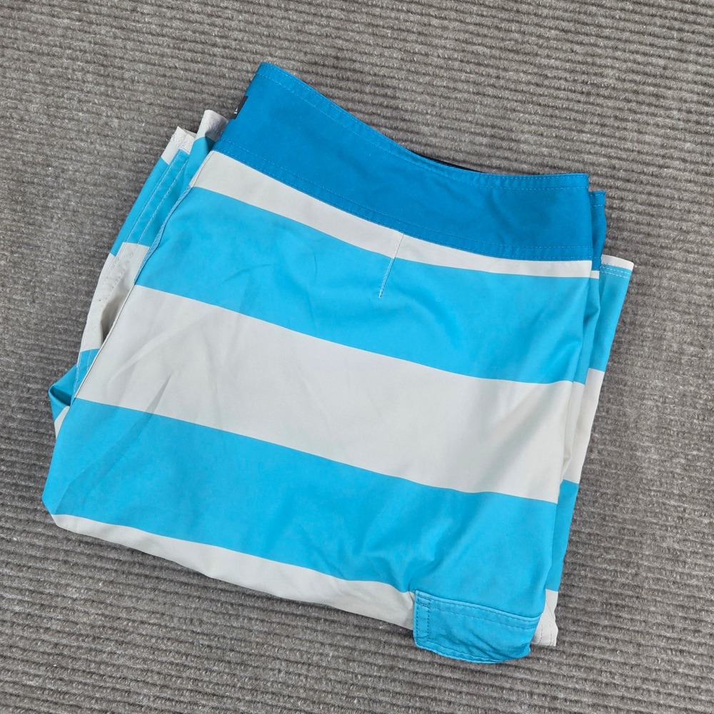 Quiksilver Mens 38 Blue White Striped Recycled Stretch Cargo Board Shorts
